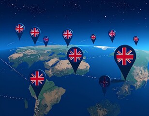 Global network map with flags