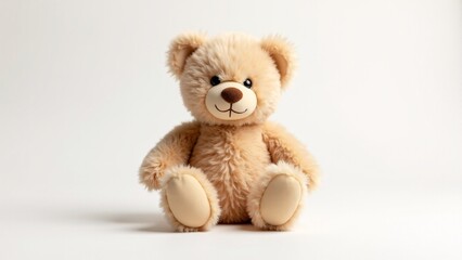 Obraz premium Teddy Bear Sitting On White Background