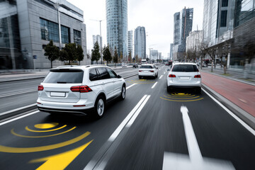 Smart road with autonomous cars moving smoothly