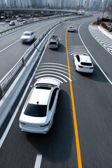 Smart road with autonomous cars moving smoothly