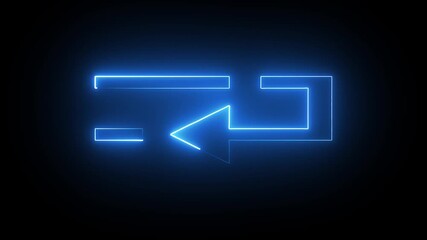 An abstract, glowing neon blue arrow sign illustrates a 3D concept of business technology - Powered by Adobe
