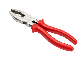 Red pliers tool repair maintenance construction diy craft hardware equipment silver metal handle grip work isolated object