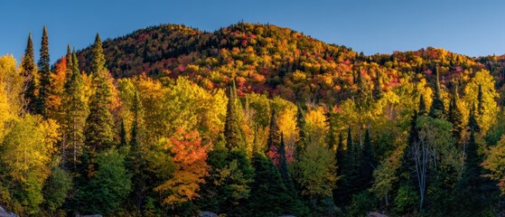 Fototapeta premium Vibrant Autumn Forest Landscape with Colorful Foliage Cove Hillside du Fall Season in a Natural Wilderness Scene