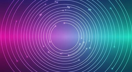 Fototapeta premium Abstract circular lines with purple and blue gradient background design