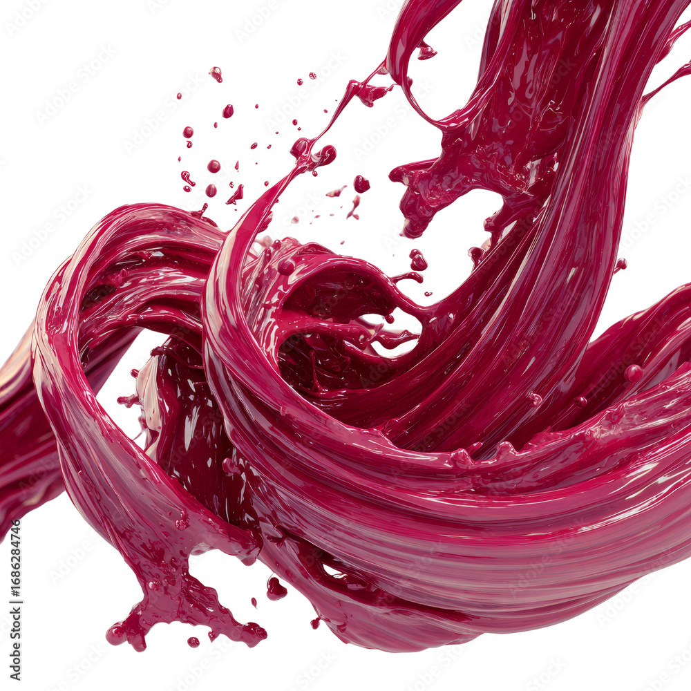 Wall mural dynamic crimson liquid swirl, a visually striking, isolated element on a transparent background