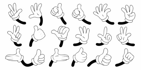 Collection of cartoon hands with different gestures and poses