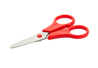 Red scissors on transparent background office supplies craft tool cutting stationery