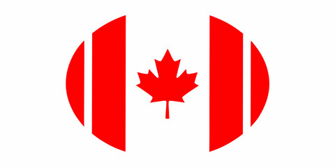 Canadian flag with maple leaf in a circular emblem