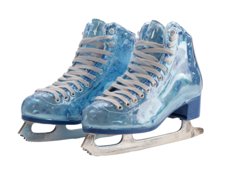 Pair of light blue ice skates with laces