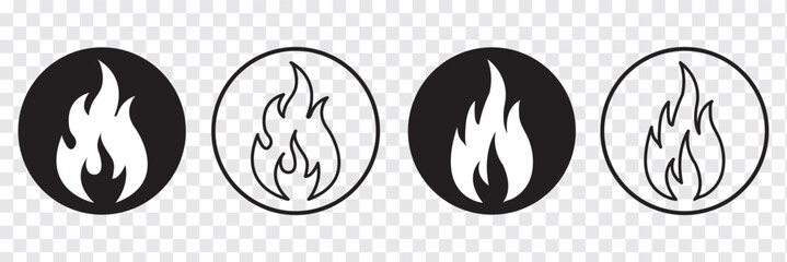 Fire icon vector set. Fire flame symbol.Black fire flame icon with modern design, representing heat, energy, danger, and alert. Ideal for apps,warning signs, safety logos, and emergency illustrations.