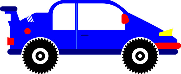 Illustration of a Blue Sports Car. cartoon truck isolated on white