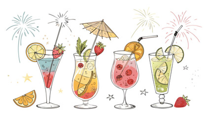 set of tropical cocktails