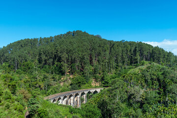 Naklejka premium Nine arches bridge, Ella, Sri Lanka. Iconic tourist location. Must visit places in Sri Lanka