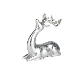 Obraz premium Silver metal deer sitting cut out isolated transparent background