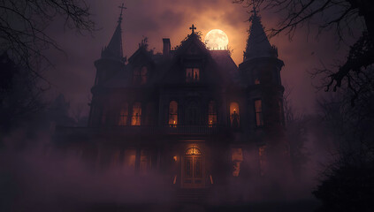 Haunted House Halloween Spooky Night (AI Generated)