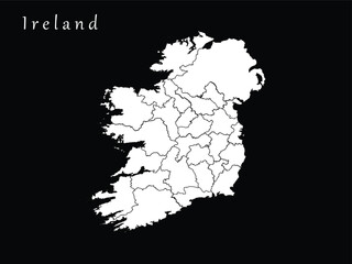 Ireland vector map with regions 
