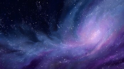 Naklejka premium Deep space nebula with swirling purple and blue clouds and countless white stars galaxy cosmos