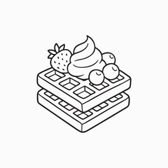 Waffle with Ice Cream Vector | Dessert Food Illustration