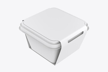 Plastic Food Container in Paper Sleeve Mockup. 3d illustration