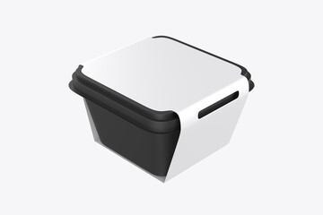 Plastic Food Container in Paper Sleeve Mockup. 3d illustration