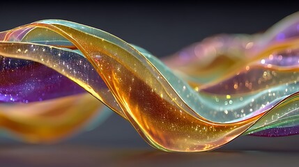 Abstract glowing colorful ribbon waves high resolution image