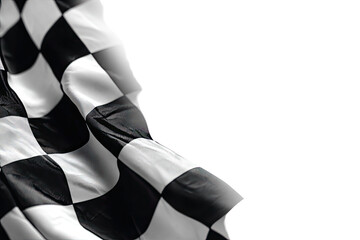 Checkered flag billowing in the wind, black and white squares