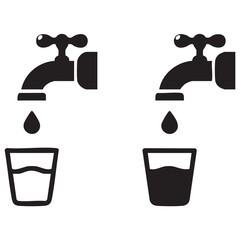 Water tap and glass of water vector icon
