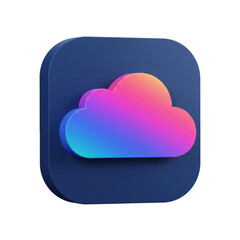 A vibrant, three-dimensional cloud icon, rendered with a gradient of colors, suggesting digital storage and online accessibility.
