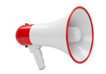 Red and white megaphone announcement sound public address system communication