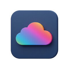 A vibrant, three-dimensional cloud icon with a gradient of colors, representing digital storage and online data access.