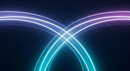 Obraz premium Abstract neon light curves with futuristic technology design and illustration