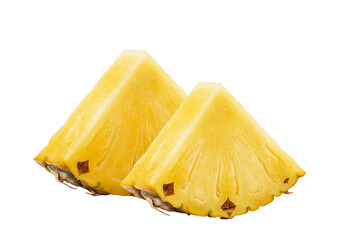 Two slices of pineapple on transparent background juicy yellow tropical fruit