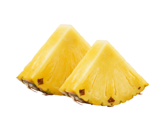 Two slices of pineapple on transparent background juicy yellow tropical fruit