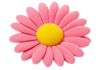 Pink flower with yellow center isolated on transparent background