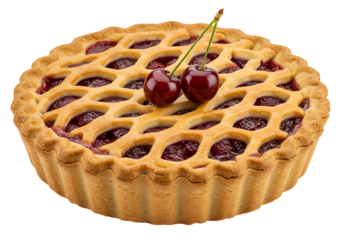Cherry pie delicious pastry with lattice crust and fresh cherries
