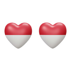 Two heart-shaped symbols, each displaying a red and white color scheme, representing love, unity, and shared sentiments.