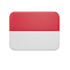 A vibrant, rounded rectangular graphic showcases a two-toned design of red above and white below, representing a national emblem.