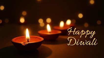 Diwali festival of lights celebration with glowing oil lamps, sparkling fireworks, colorful rangoli, marigold flowers, candles and lanterns creating a vibrant traditional indian cultural holiday backg