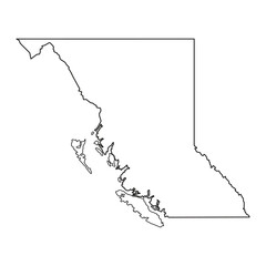 British Columbia Black Outline Map Graphic Illustration