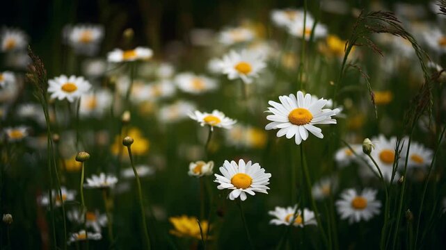 White daisy flowers natural sunlight spring flower environment meadow field garden