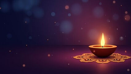 Diwali festival of lights celebration with glowing oil lamps, sparkling fireworks, colorful rangoli, marigold flowers, candles and lanterns creating a vibrant traditional indian cultural holiday backg