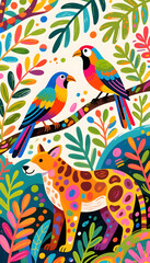 Animal Wildlife Motifs Phone Wallpaper: Abstract Painting