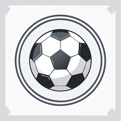 Obraz premium A classic black and white soccer ball inside a circular emblem, a simple flat vector sports icon