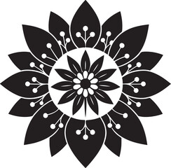 Stylized Black Mandala Design. Decorative Floral Ornament Illustration Isolated on White.