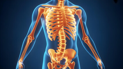 A 3D rendering of a strong, healthy bone structure, glowing with calcium.