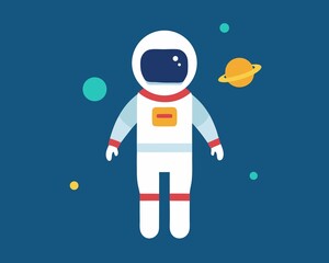 Friendly Astronaut Floating in Space Cartoon Illustration