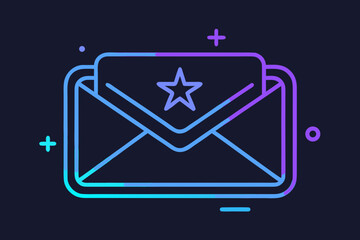 Direct message envelope glowing neon minimal line communication mail icon