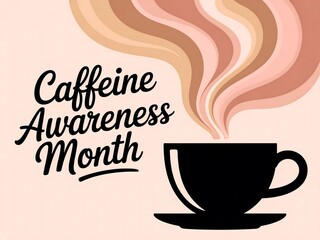 Obraz premium Celebrate caffeine awareness month with a steaming cup of coffee and stylized aroma art