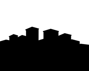 City skyline in black colors. 