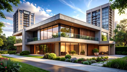 Fototapeta premium Modern House Architectural Rendering (2)